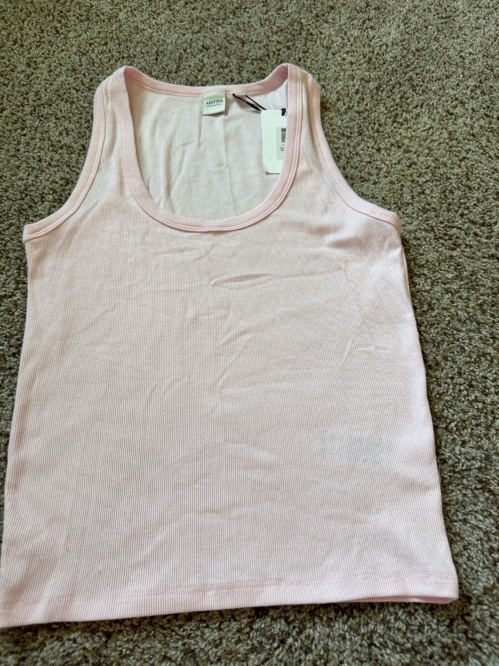 ARITZIA RIBBED TANK LIGHT PINK